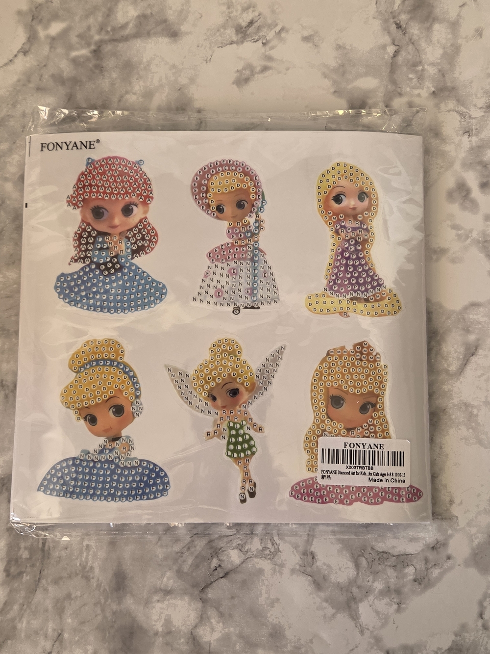 Princess & Fairy Diamond Art Stickers 2 Sheets, 24 Characters